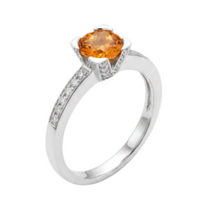 Wit gouden ring met Citrin en diamanten