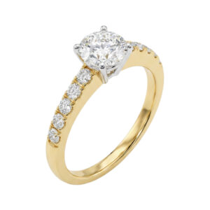 geel gouden ring met diamanten