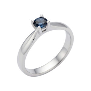 Wit gouden ring met blauwe saffier