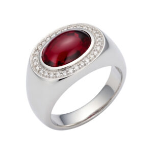 Wit gouden ring met rubelliet en diamanten