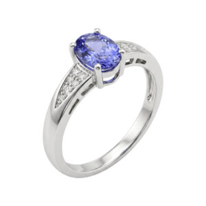 wit gouden ring met tanzaniet en diamant