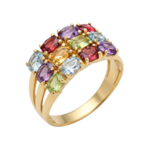 geel gouden ring met quartz