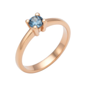 Rosé gouden ring met Londen blue topaas