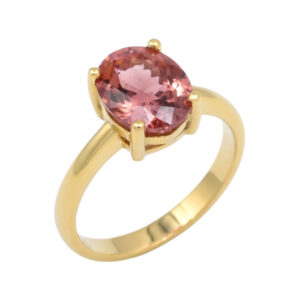 Geel gouden ring met toermalijn en diamanten