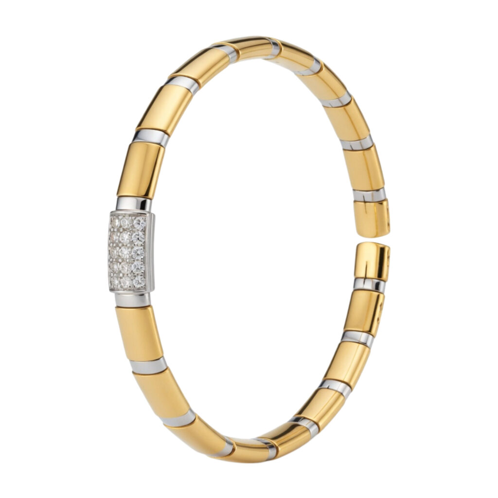 Gouden bicolor armband met diamant