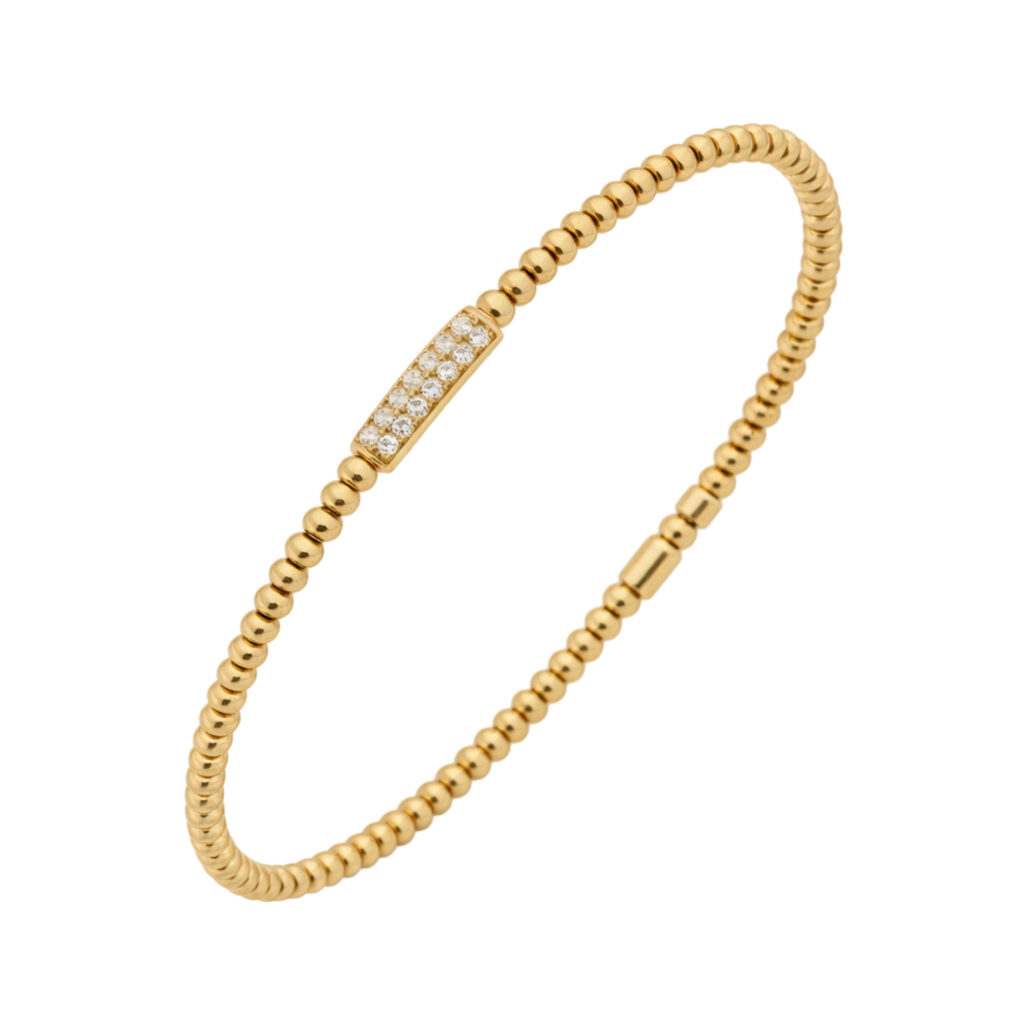 Geel gouden bolletjes armband met diamanten