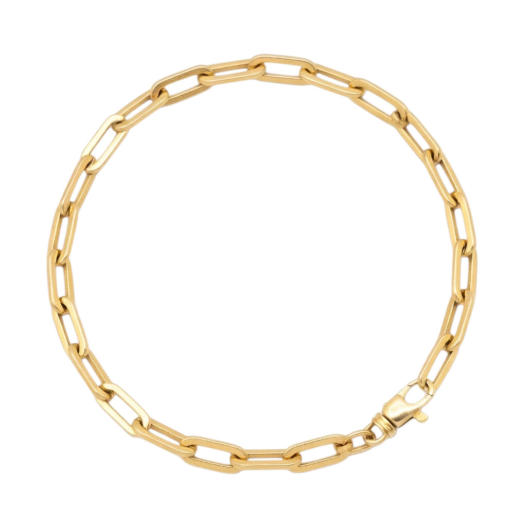Geel gouden schakelarmband - paperclip