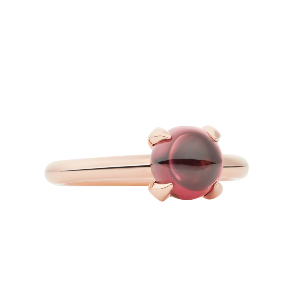 Bron Catch Ring met cabochon geslepen rhodoliet - 8RR4811RHC